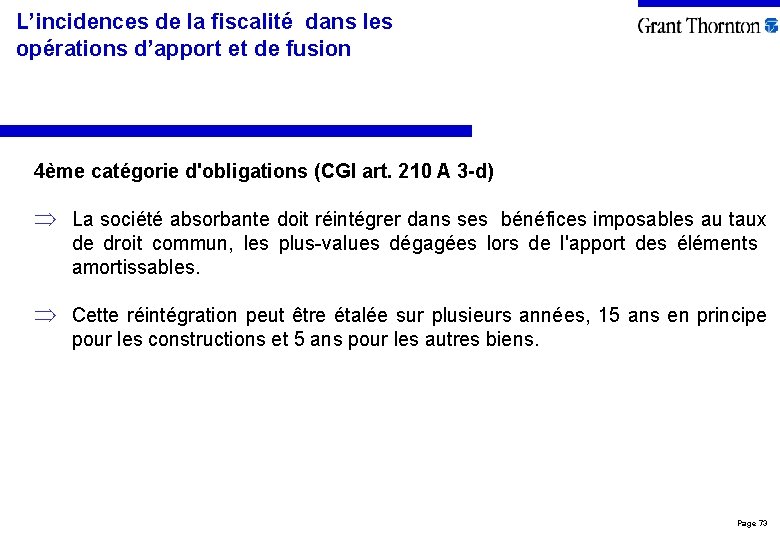 L’incidences de la fiscalité dans les opérations d’apport et de fusion 4ème catégorie d'obligations