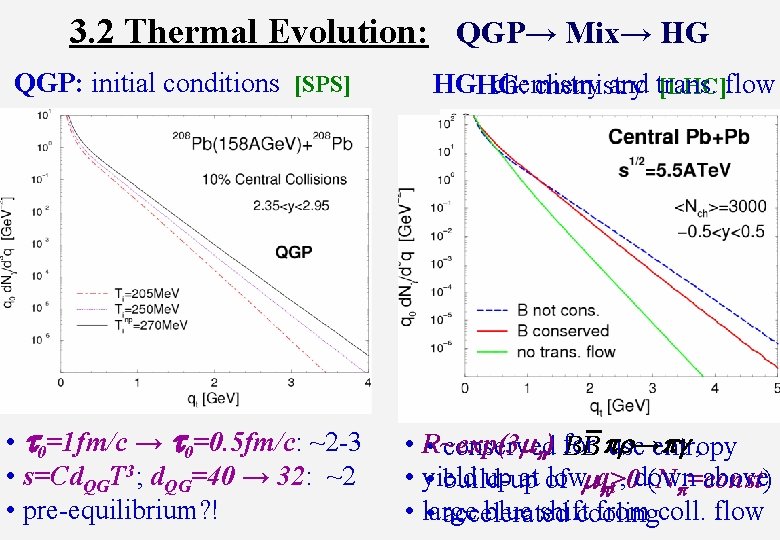 3. 2 Thermal Evolution: QGP→ Mix→ HG HG: chemistry and trans. chemistry [LHC]flow T