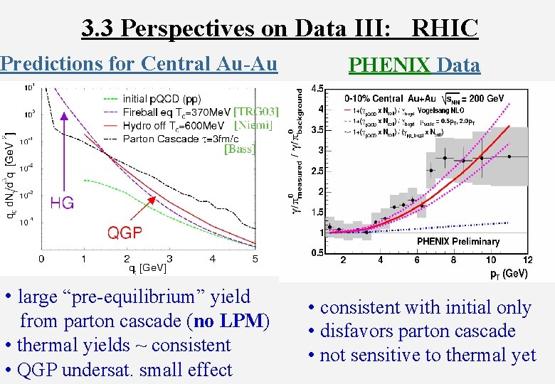 3. 3 Perspectives on Data III: RHIC Predictions for Central Au-Au • large “pre-equilibrium”