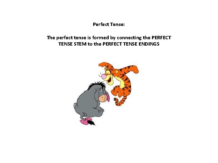 Perfect Tense: The perfect tense is formed by connecting the PERFECT TENSE STEM to Perfect Tense: The perfect tense is formed by connecting the PERFECT TENSE STEM to