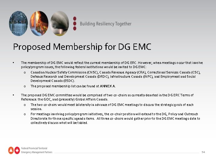 Proposed Membership for DG EMC • The membership of DG EMC would reflect the