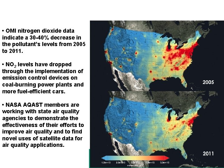 NASA Aura OMI Shows Air Quality is Improving • OMI nitrogen dioxide data indicate