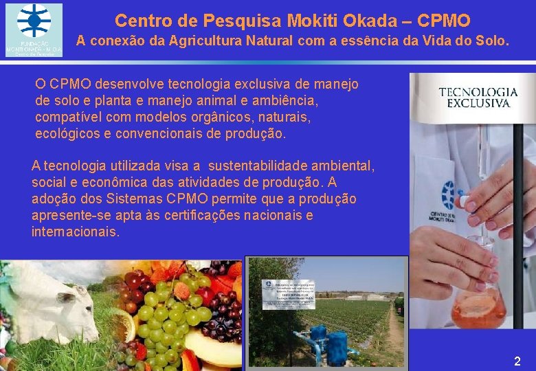 Centro de Pesquisa Mokiti Okada – CPMO A conexão da Agricultura Natural com a
