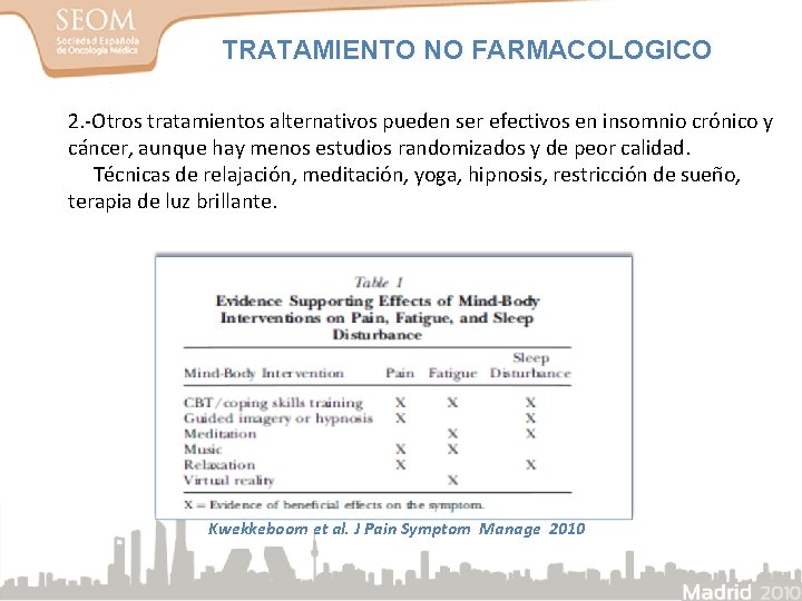 TRATAMIENTO NO FARMACOLOGICO 2. -Otros tratamientos alternativos pueden ser efectivos en insomnio crónico y TRATAMIENTO NO FARMACOLOGICO 2. -Otros tratamientos alternativos pueden ser efectivos en insomnio crónico y