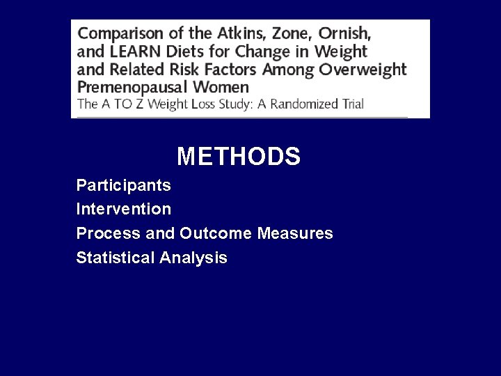 METHODS Participants Intervention Process and Outcome Measures Statistical Analysis 