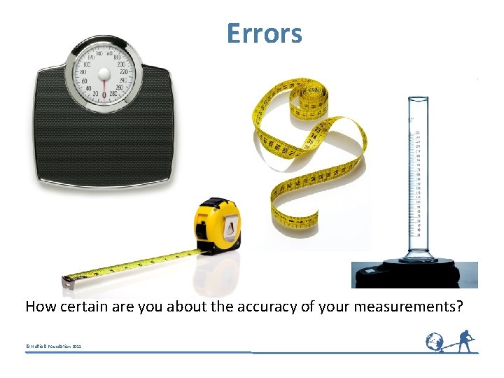 Errors How certain are you about the accuracy of your measurements? © Nuffield Foundation