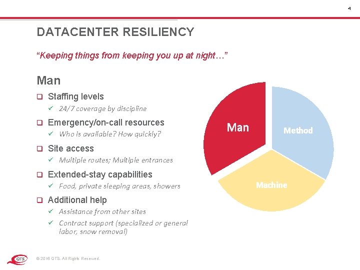 4 DATACENTER RESILIENCY “Keeping things from keeping you up at night…” Man q Staffing 4 DATACENTER RESILIENCY “Keeping things from keeping you up at night…” Man q Staffing