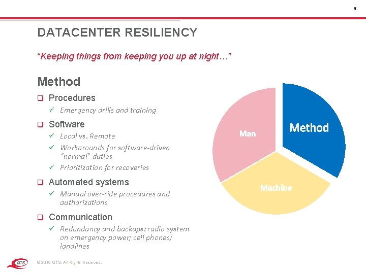 5 DATACENTER RESILIENCY “Keeping things from keeping you up at night…” Method q Procedures 5 DATACENTER RESILIENCY “Keeping things from keeping you up at night…” Method q Procedures