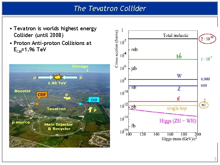 The Tevatron Collider • Tevatron is worlds highest energy Collider (until 2008) • Proton