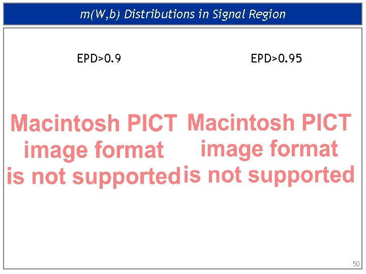 m(W, b) Distributions in Signal Region EPD>0. 95 50 