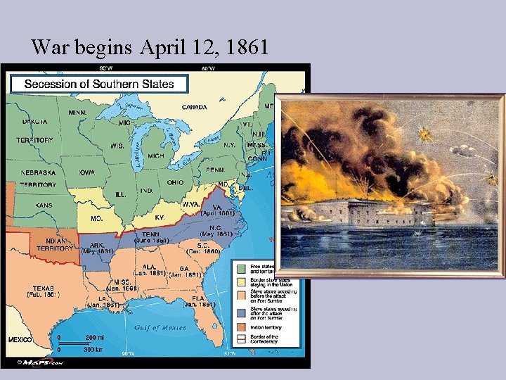 War begins April 12, 1861 