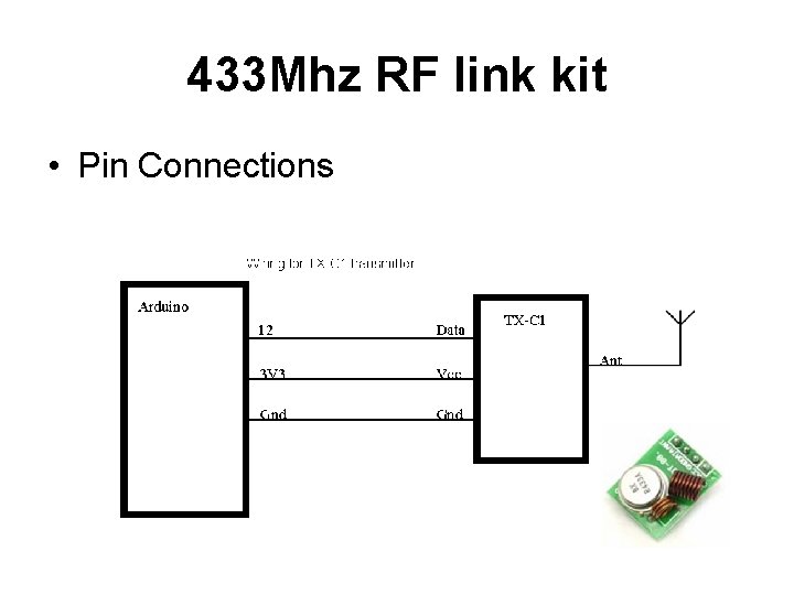 433 Mhz RF link kit • Pin Connections 433 Mhz RF link kit • Pin Connections