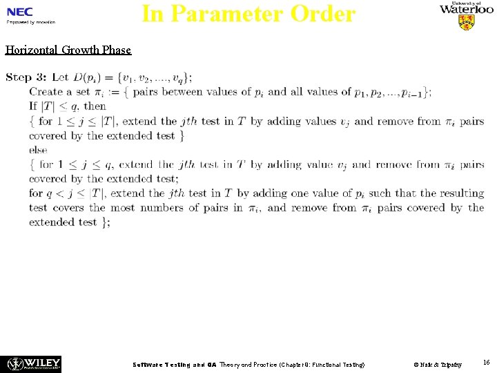In Parameter Order Horizontal Growth Phase Software Testing and QA Theory and Practice (Chapter