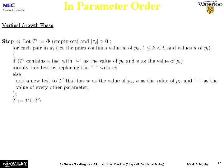 In Parameter Order Vertical Growth Phase Software Testing and QA Theory and Practice (Chapter