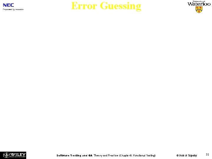 Error Guessing n It is a test case design technique where a test engineer