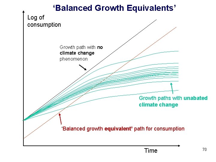  ‘Balanced Growth Equivalents’ Log of consumption Growth path with no climate change phenomenon