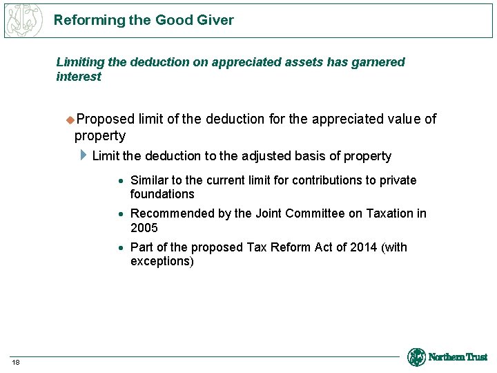 Reforming the Good Giver Limiting the deduction on appreciated assets has garnered interest u.