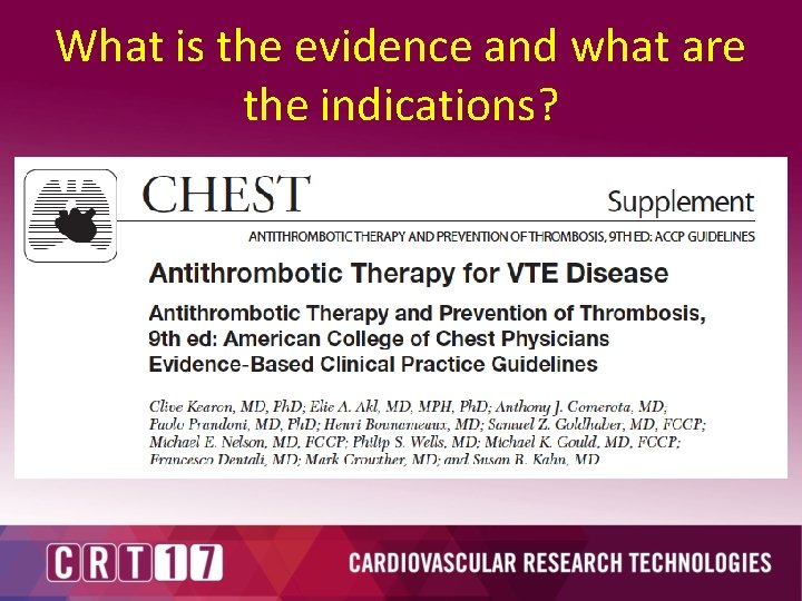 What is the evidence and what are the indications? 