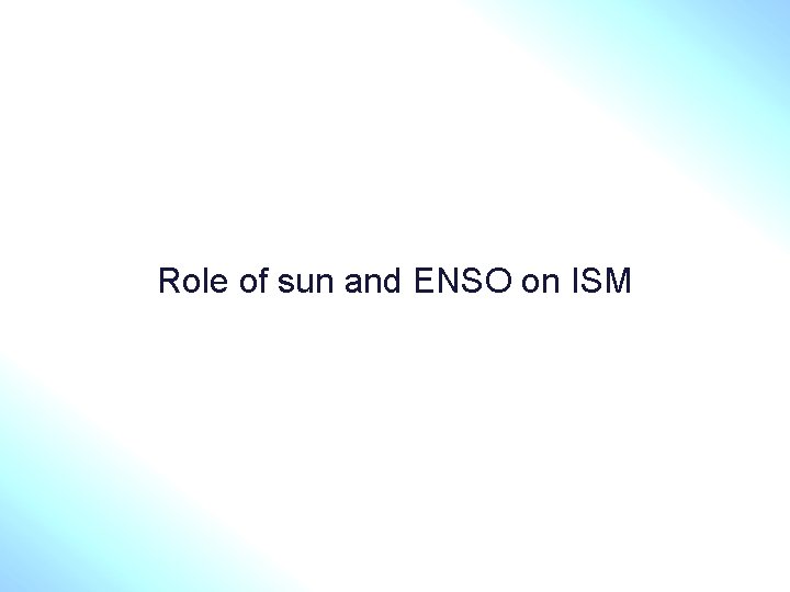 Role of sun and ENSO on ISM 