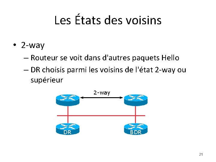 Les États des voisins • 2 -way – Routeur se voit dans d'autres paquets