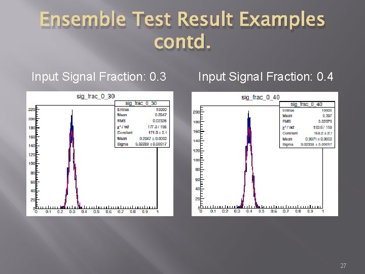 Ensemble Test Result Examples contd. Input Signal Fraction: 0. 3 Input Signal Fraction: 0.