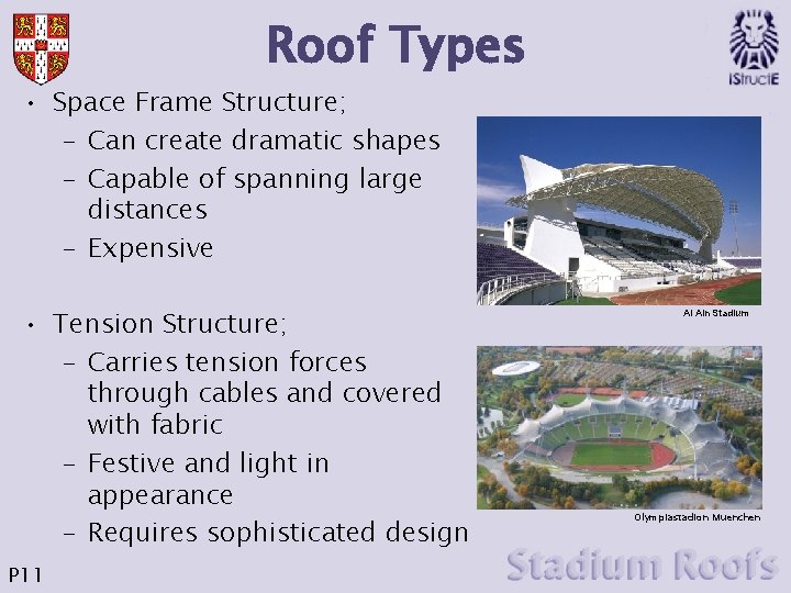 Roof Types • Space Frame Structure; – Can create dramatic shapes – Capable of