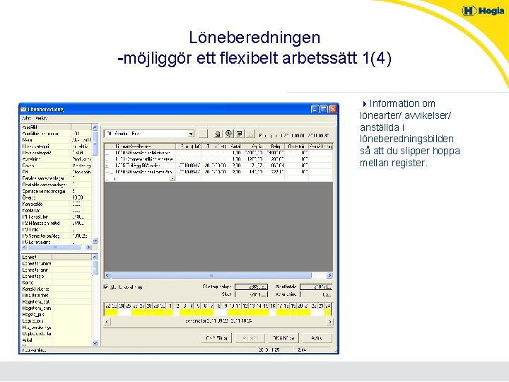 Löneberedningen -möjliggör ett flexibelt arbetssätt 1(4) 4 Information om lönearter/ avvikelser/ anställda i löneberedningsbilden