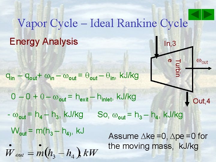 Vapor Cycle – Ideal Rankine Cycle Energy Analysis In, 3 Turbin e qin –