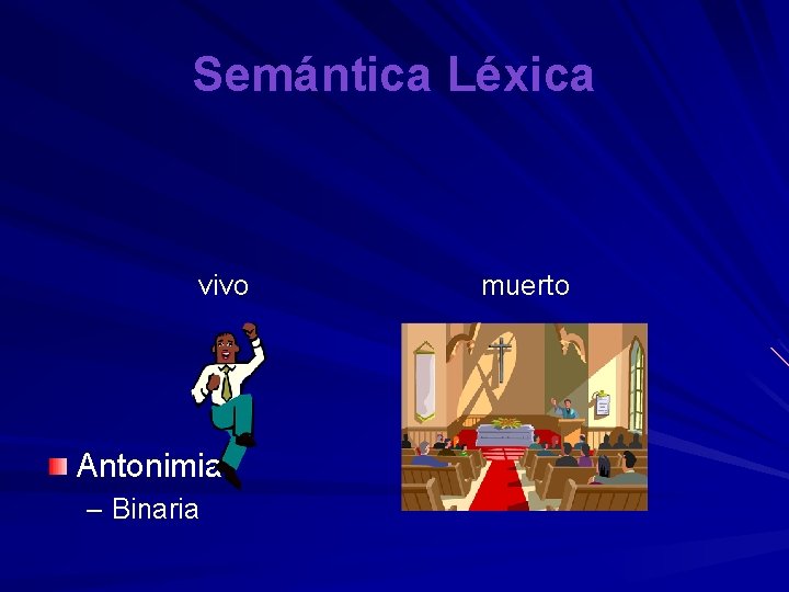 Semántica Léxica vivo Antonimia – Binaria muerto 