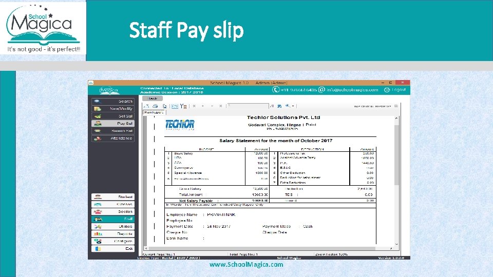 Staff Pay slip www. School. Magica. com 