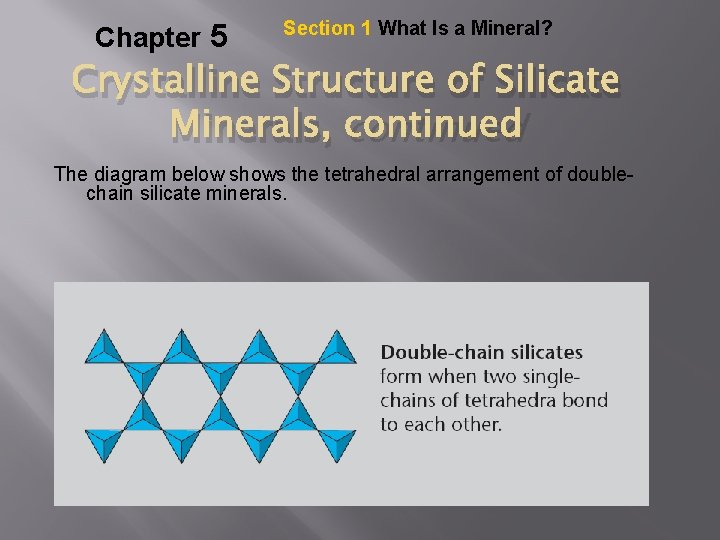 Chapter 5 Section 1 What Is a Mineral? Crystalline Structure of Silicate Minerals, continued