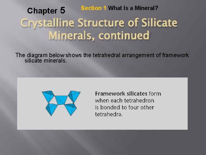 Chapter 5 Section 1 What Is a Mineral? Crystalline Structure of Silicate Minerals, continued