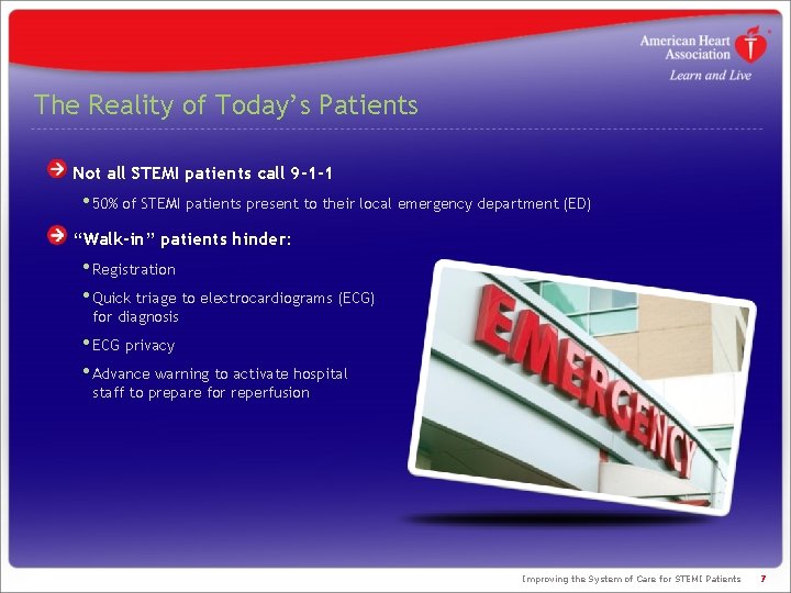 The Reality of Today’s Patients Not all STEMI patients call 9 -1 -1 • The Reality of Today’s Patients Not all STEMI patients call 9 -1 -1 •