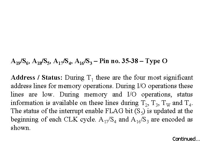 A 19/S 6, A 18/S 5, A 17/S 4, A 16/S 3 – Pin
