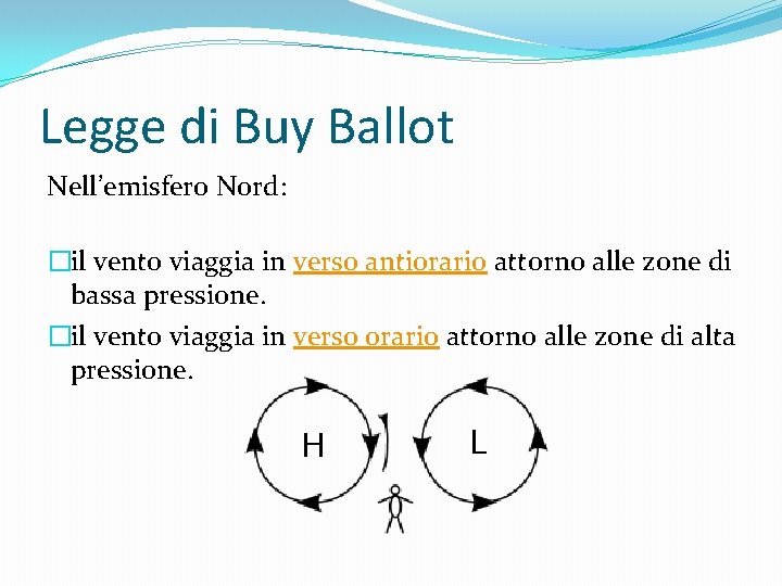 Legge di Buy Ballot Nell’emisfero Nord: �il vento viaggia in verso antiorario attorno alle