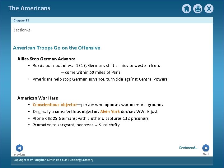 The Americans Chapter 19 Section-2 American Troops Go on the Offensive Allies Stop German