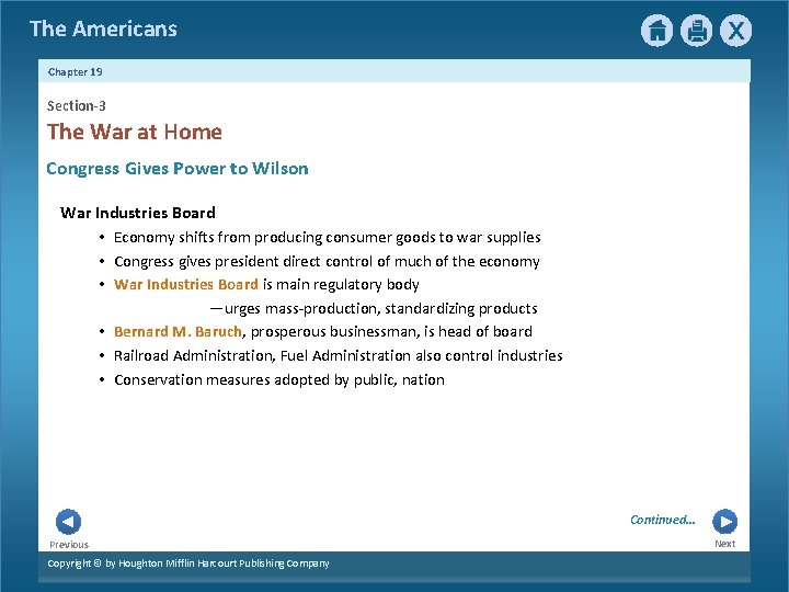 The Americans Chapter 19 Section-3 The War at Home Congress Gives Power to Wilson