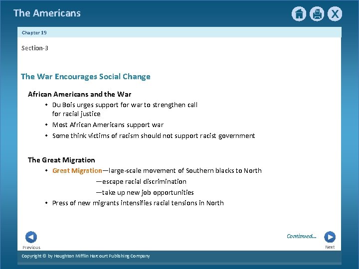 The Americans Chapter 19 Section-3 The War Encourages Social Change African Americans and the