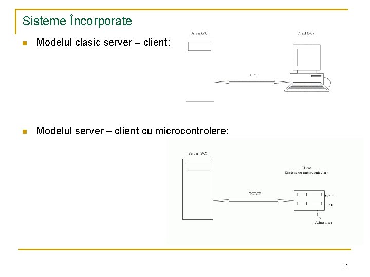 Sisteme Încorporate n Modelul clasic server – client: n Modelul server – client cu