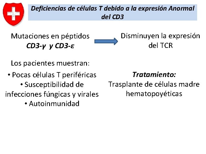 Deficiencias de células T debido a la expresión Anormal del CD 3 Mutaciones en