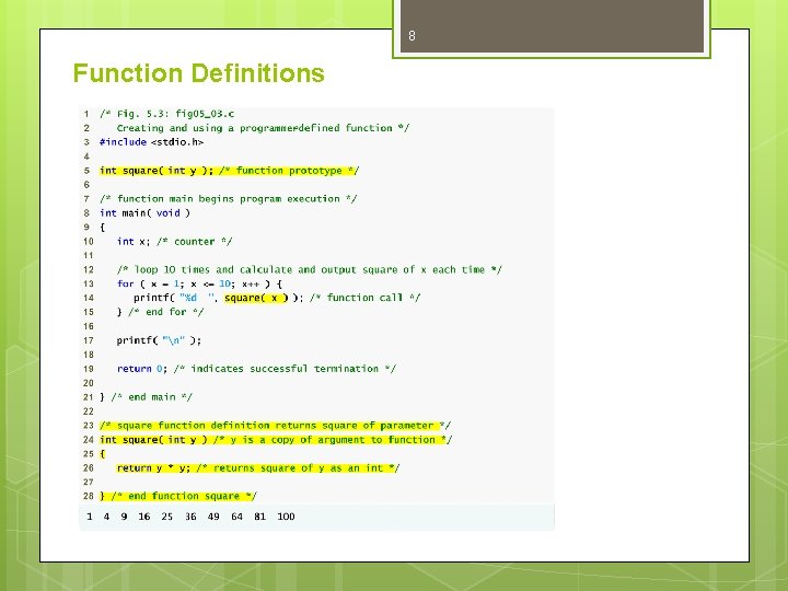 8 Function Definitions 