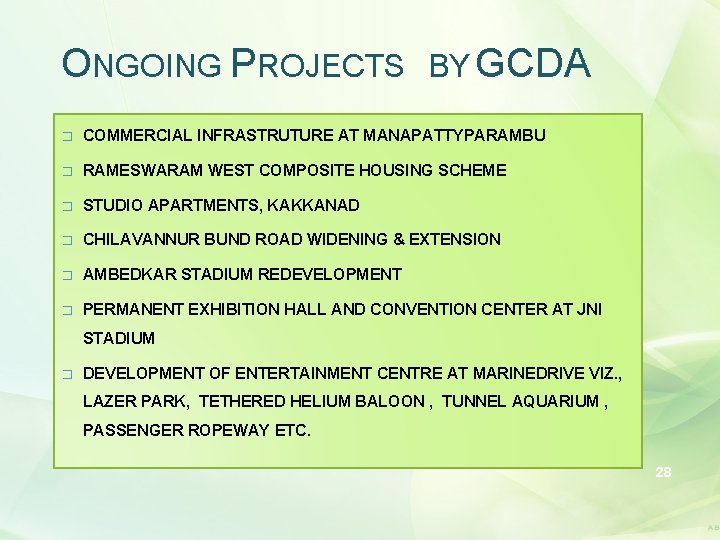 ONGOING PROJECTS BY GCDA � COMMERCIAL INFRASTRUTURE AT MANAPATTYPARAMBU � RAMESWARAM WEST COMPOSITE HOUSING
