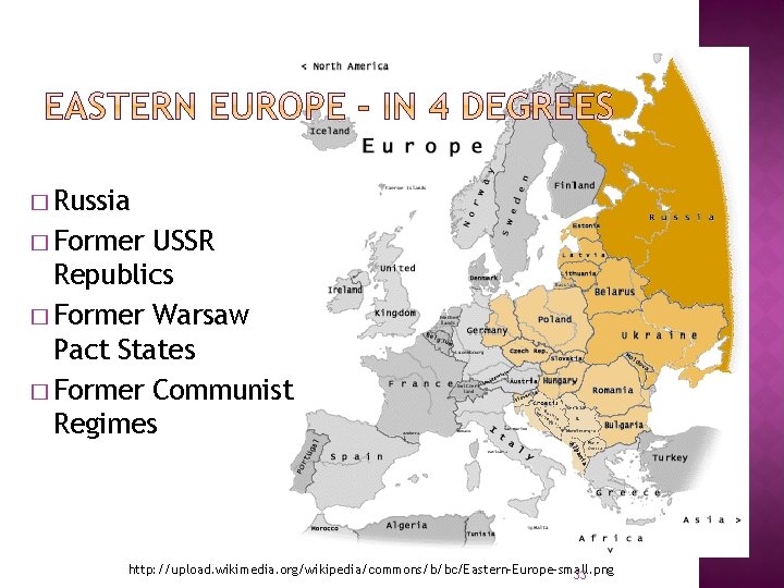 � Russia � Former USSR Republics � Former Warsaw Pact States � Former Communist