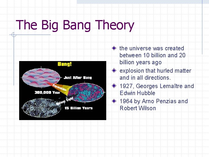 The Big Bang Theory the universe was created between 10 billion and 20 billion
