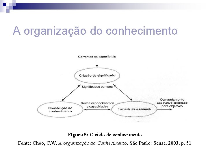 A organização do conhecimento Figura 5: O ciclo do conhecimento Fonte: Choo, C. W.