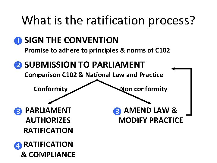 What is the ratification process? SIGN THE CONVENTION Promise to adhere to principles &