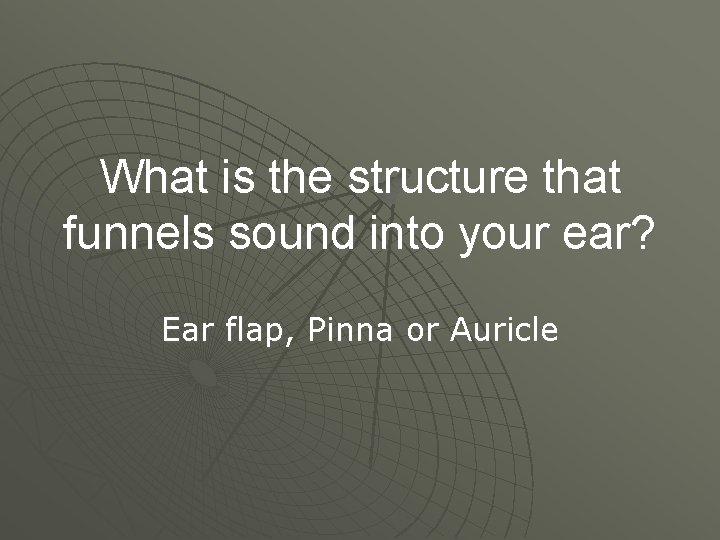 What is the structure that funnels sound into your ear? Ear flap, Pinna or