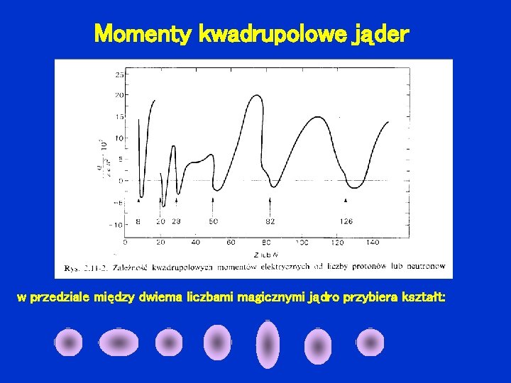 Momenty kwadrupolowe jąder w przedziale między dwiema liczbami magicznymi jądro przybiera kształt: 