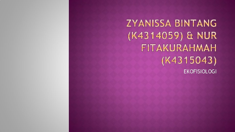 EKOFISIOLOGI EKOFISIOLOGI