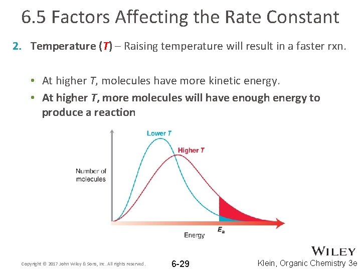 6. 5 Factors Affecting the Rate Constant 2. Temperature (T) – Raising temperature will